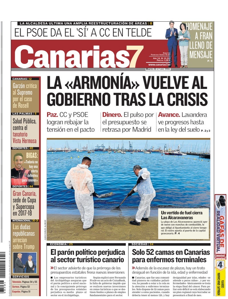 Portada Canarias7 11-10-2016
