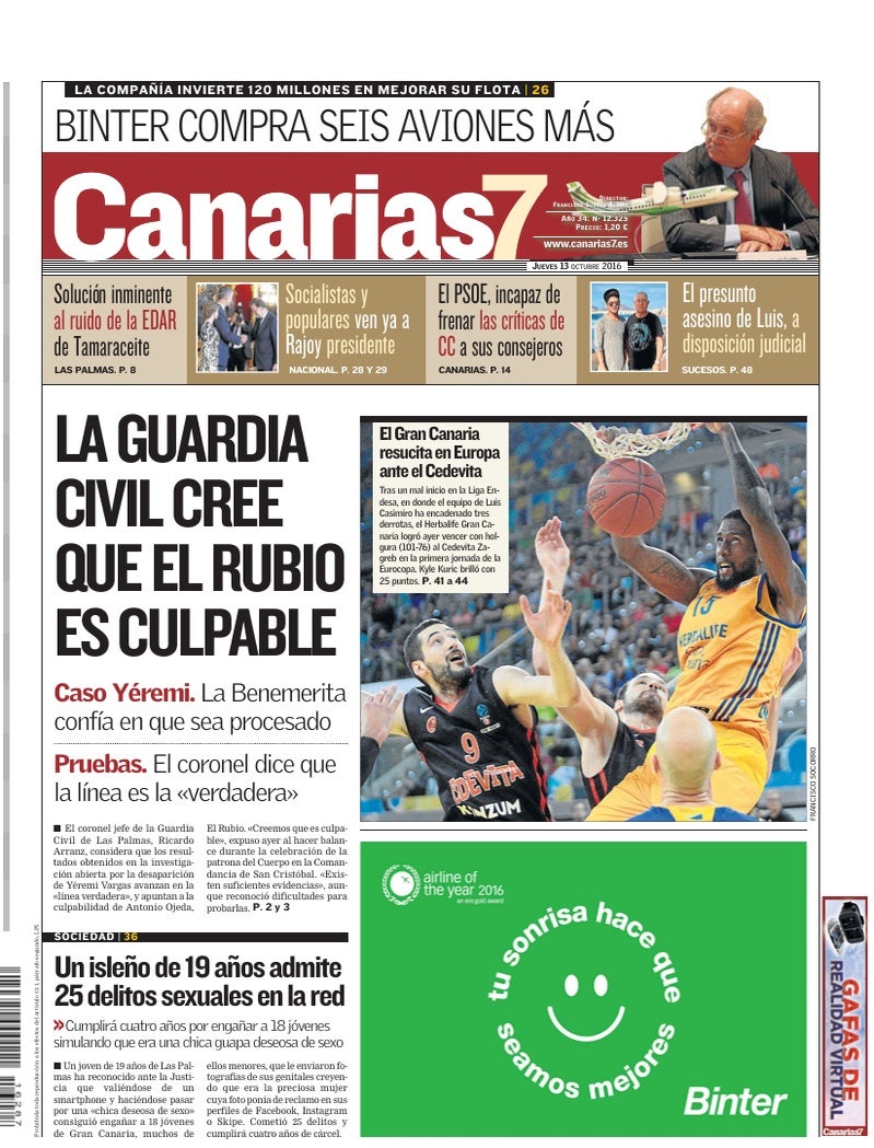 Portada Canarias7 13-10-2016