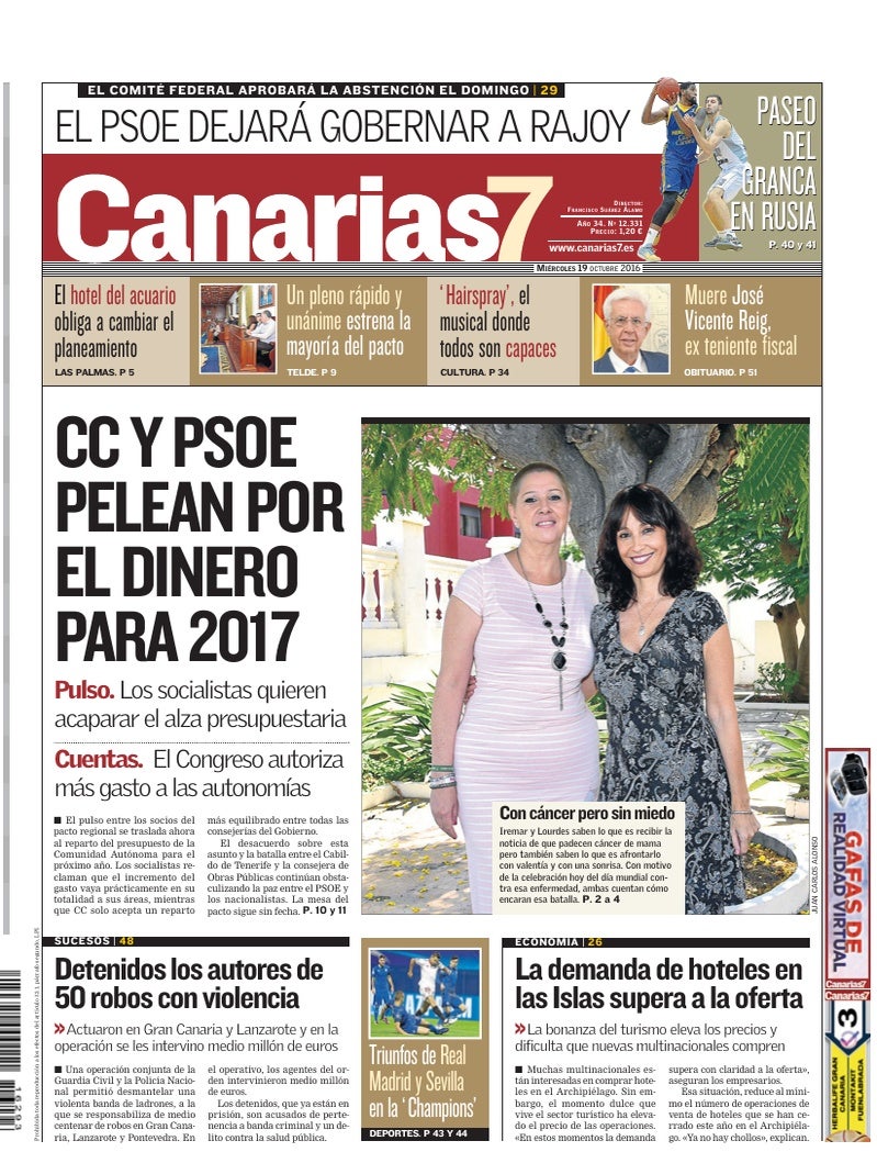 Portada Canarias7 19-10-2016