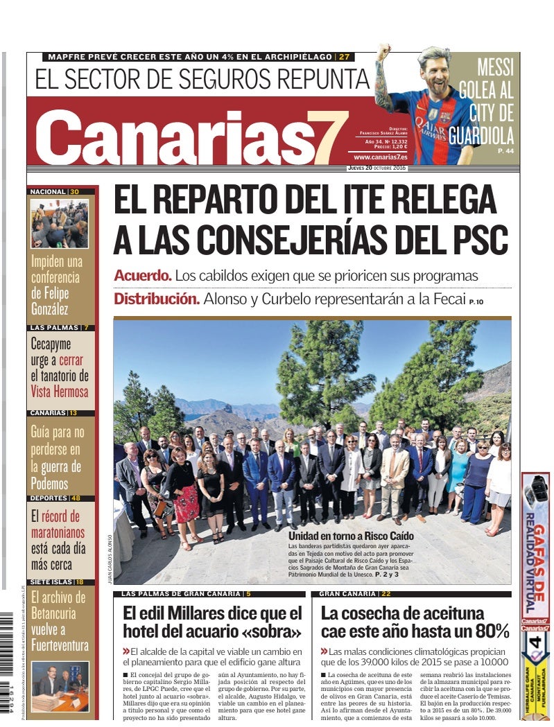 Portada Canarias7 20-10-2016
