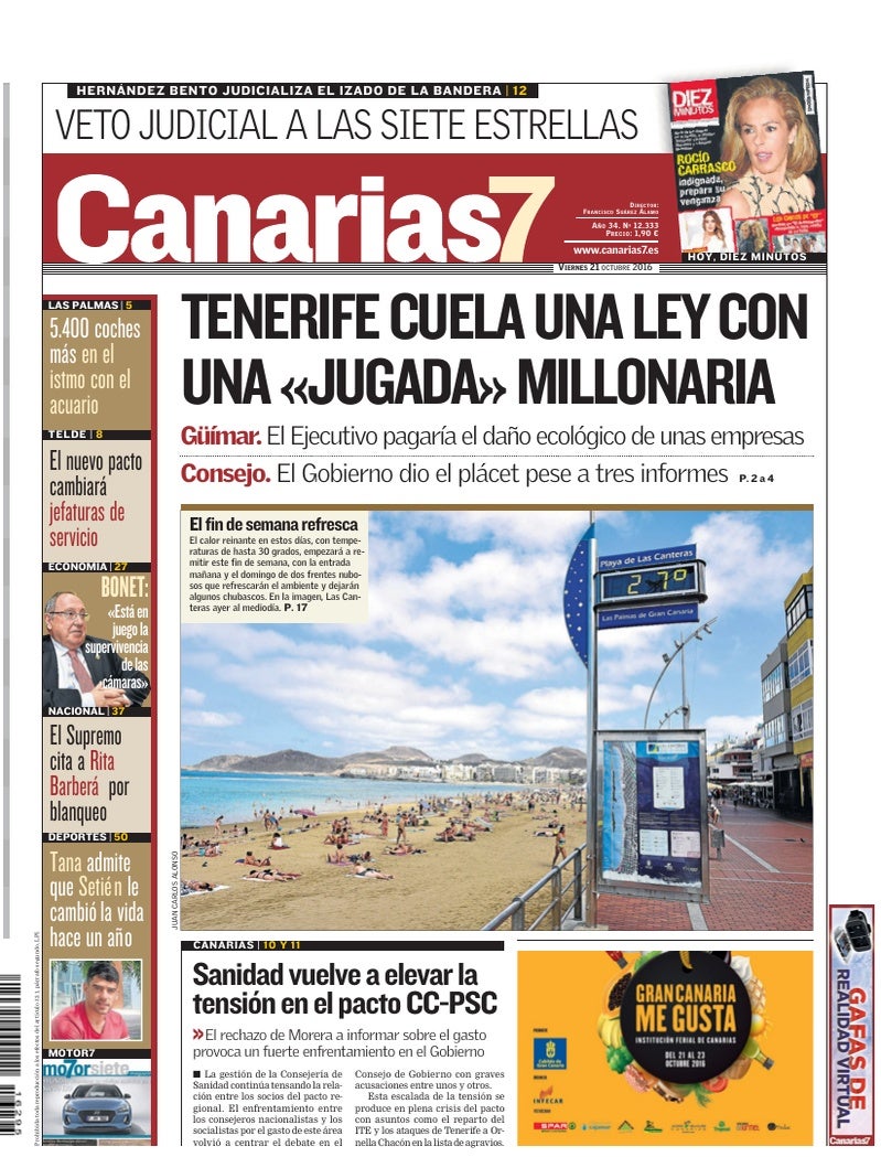 Portada Canarias7 21-10-2016