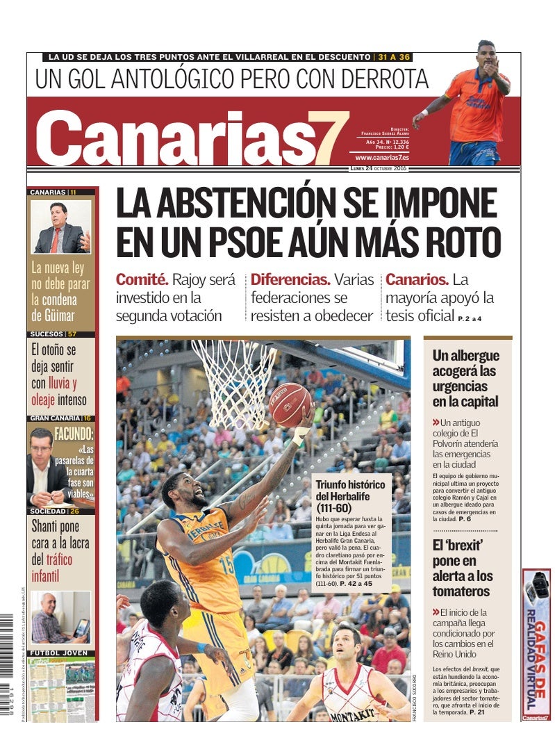 Portada Canarias7 24-10-2016