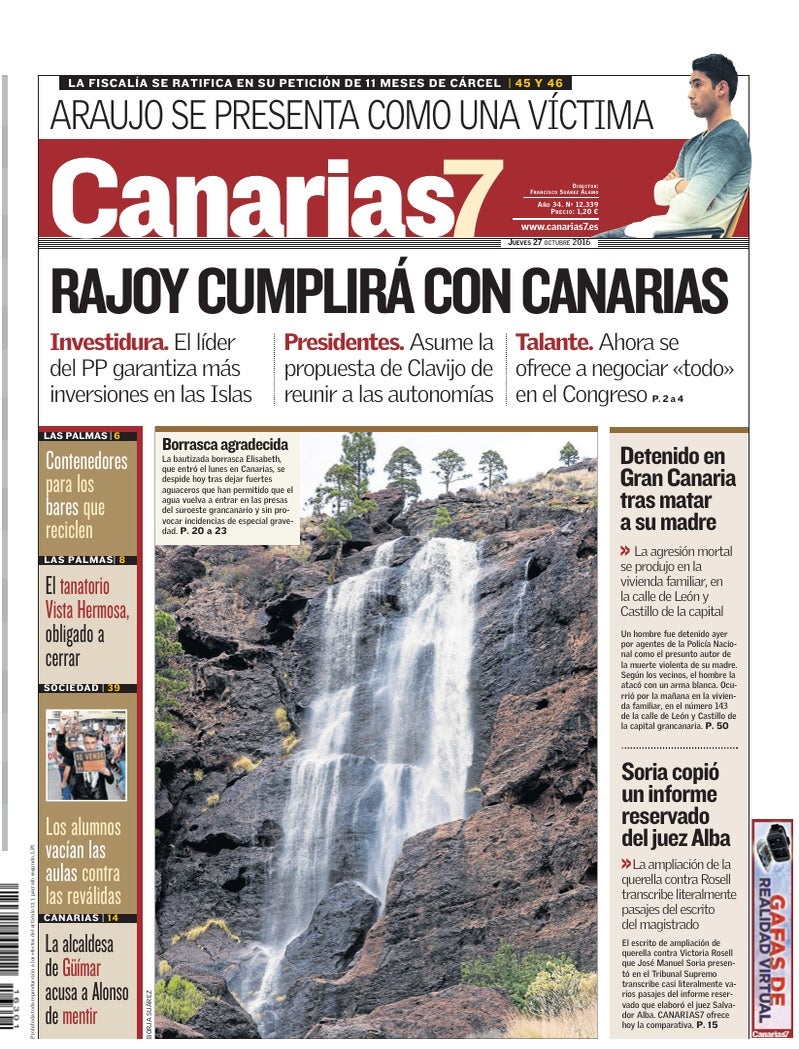 Portada Canarias7 27-10-2016