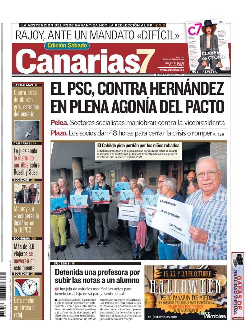 Portada Canarias7 29-10-2016