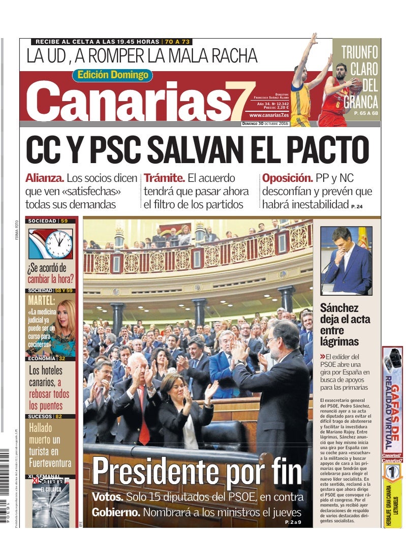 Portada Canarias7 30-10-2016