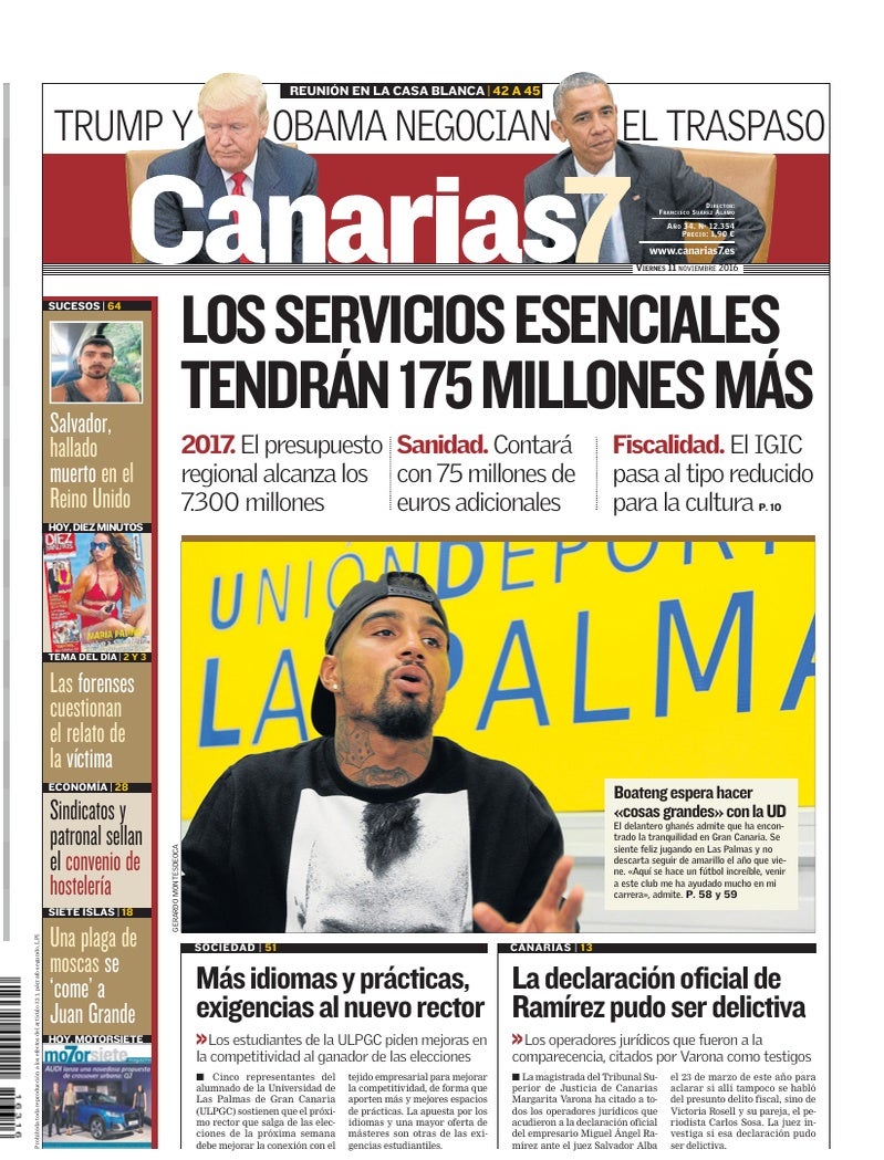 Portada Canarias7 11-11-2016
