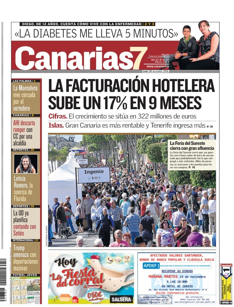Portada Canarias7 14-11-2016