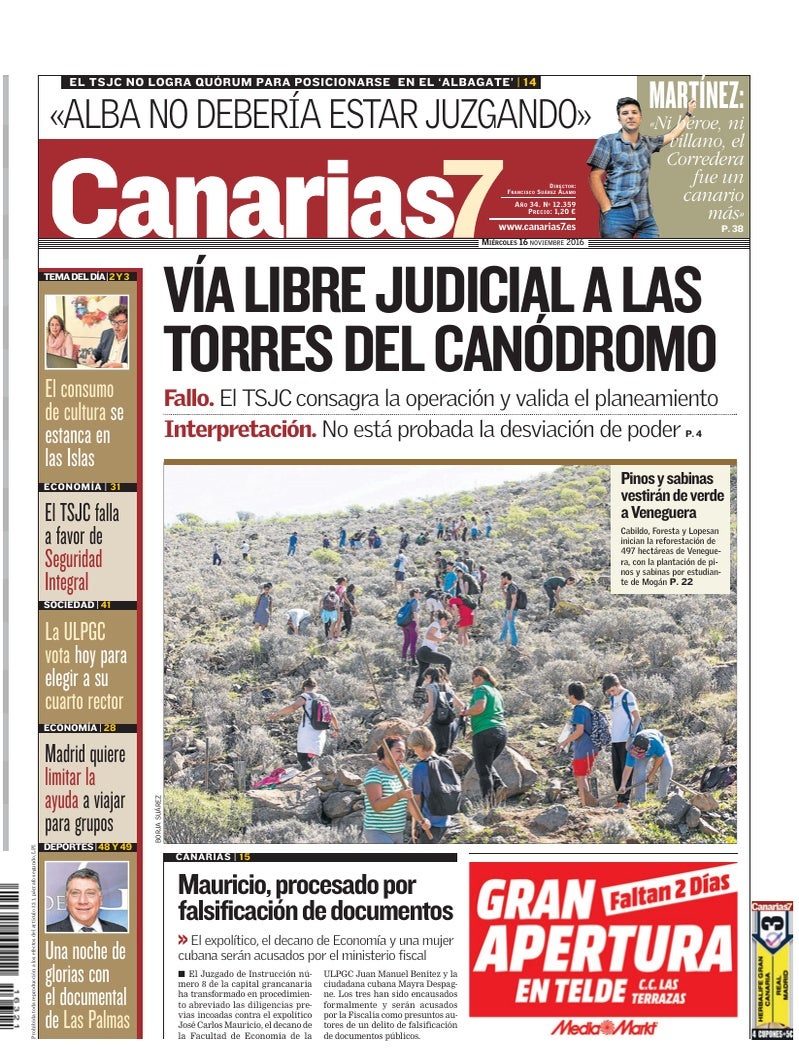 Portada Canarias7 16-11-2016