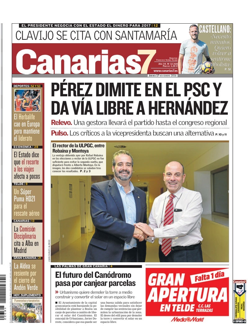 Portada Canarias7 17-11-2016