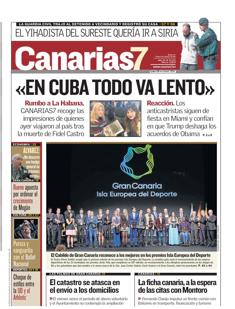 Portada Canarias7 28-11-2016
