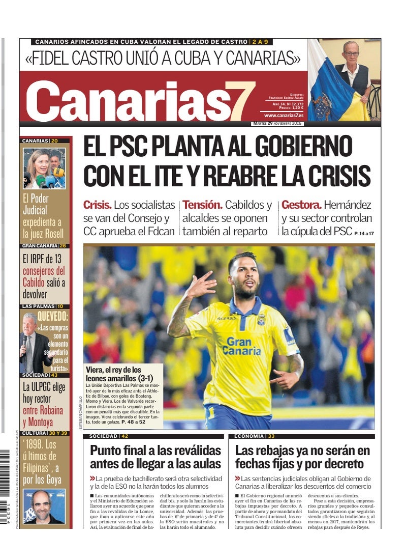 Portada Canarias7 29-11-2016