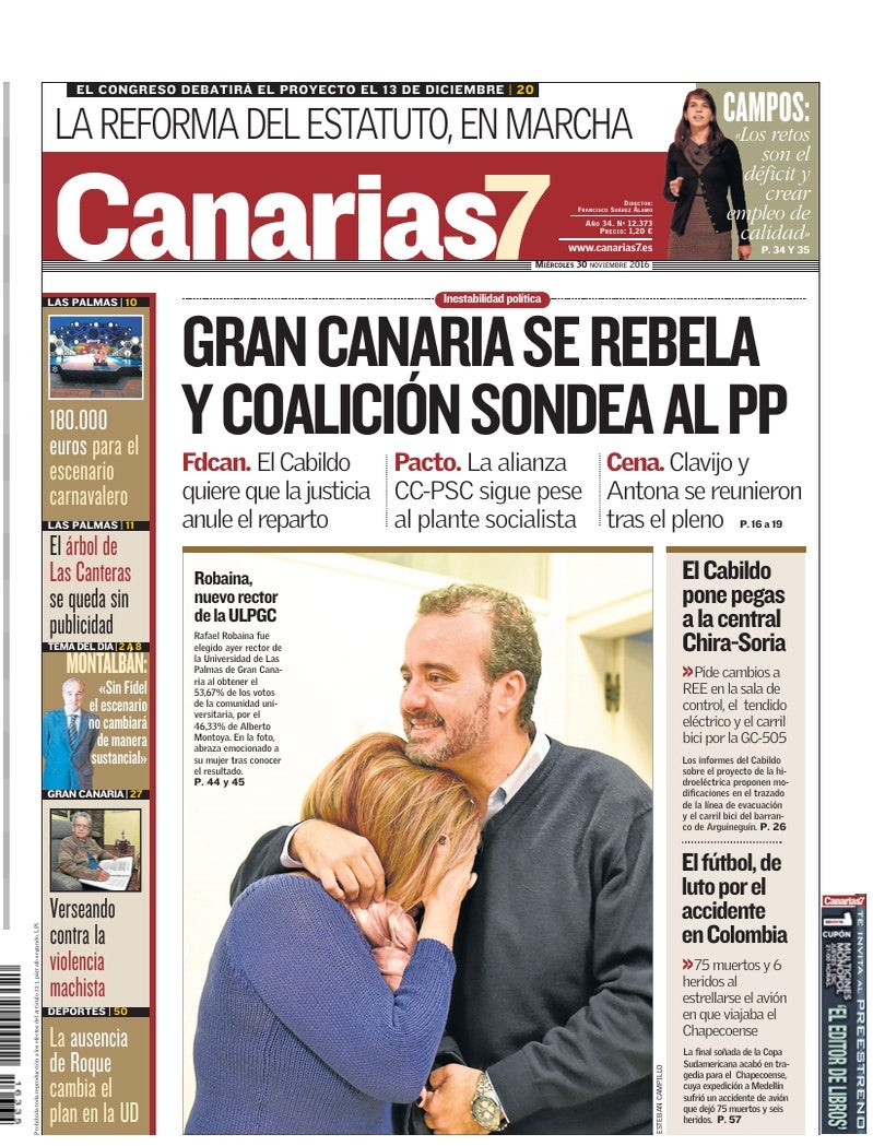 Portada Canarias7 30-11-2016