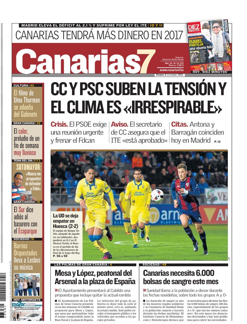 Portada Canarias7 02-12-2016