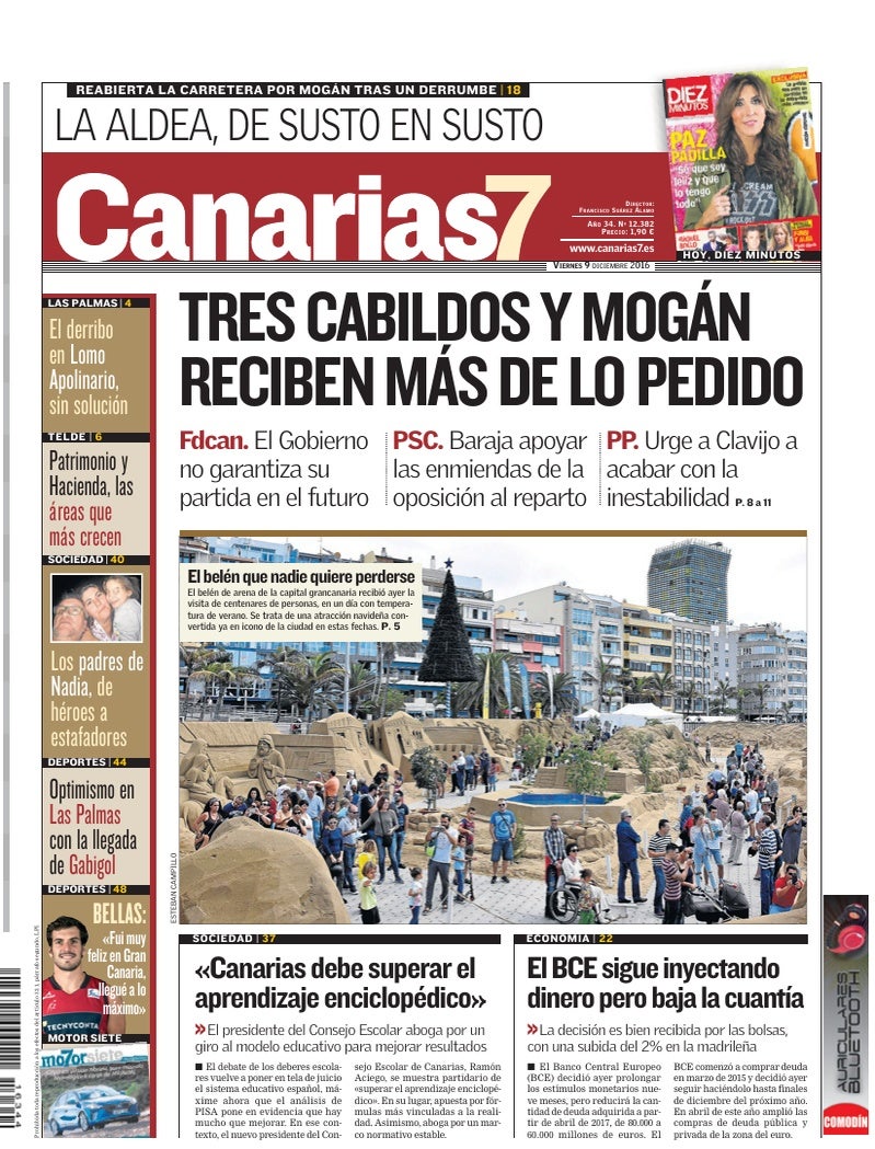 Portada Canarias7 09-12-2016
