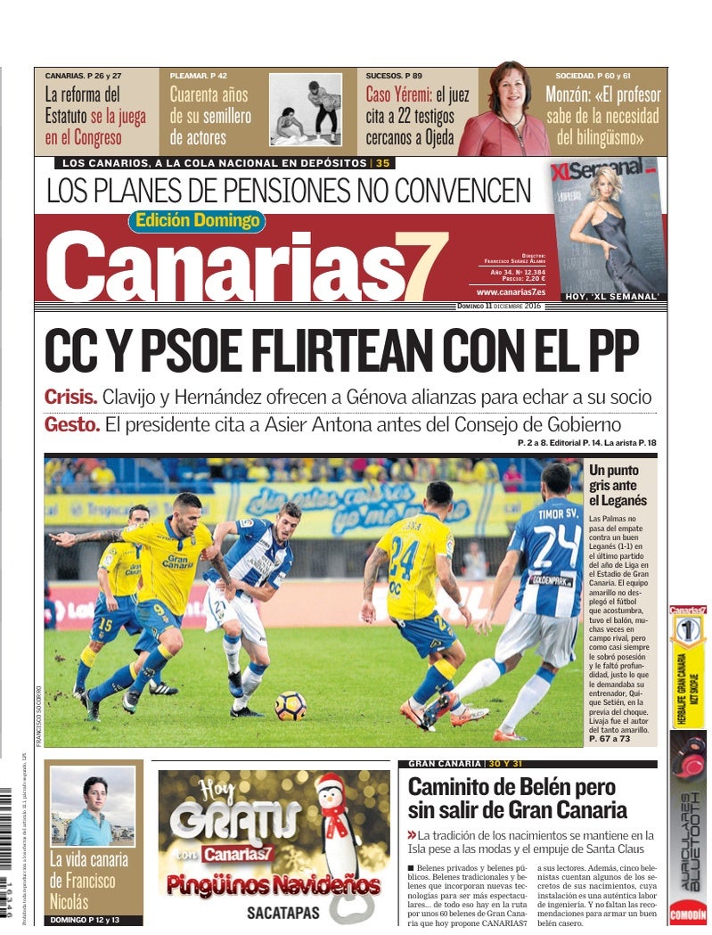 Portada Canarias7 11-12-2016