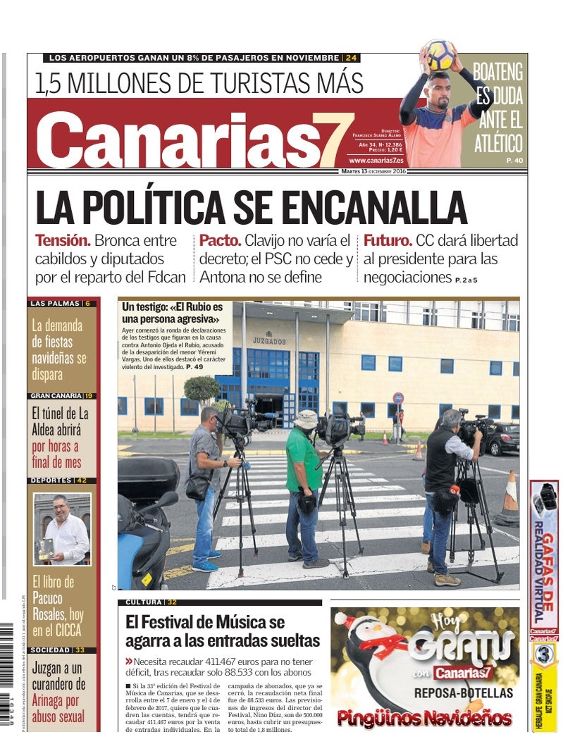 Portada Canarias7 13-12-2016