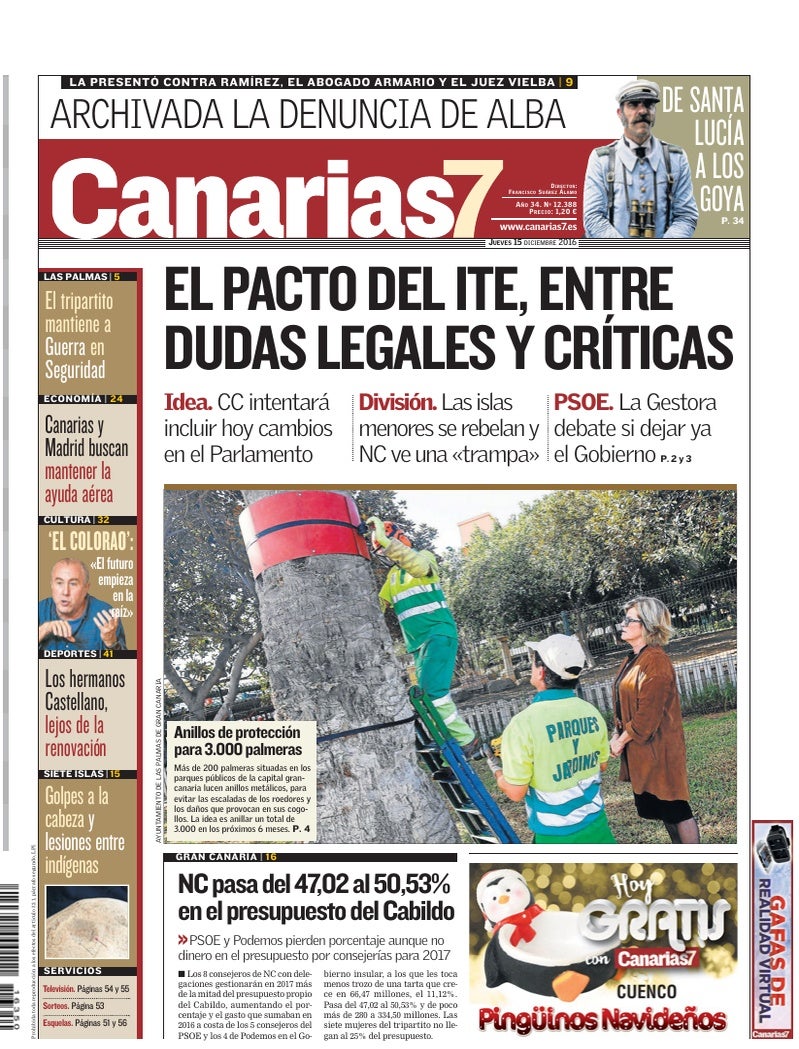 Portada Canarias7 15-12-2016