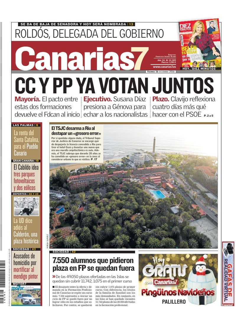 Portada Canarias7 16-12-2016