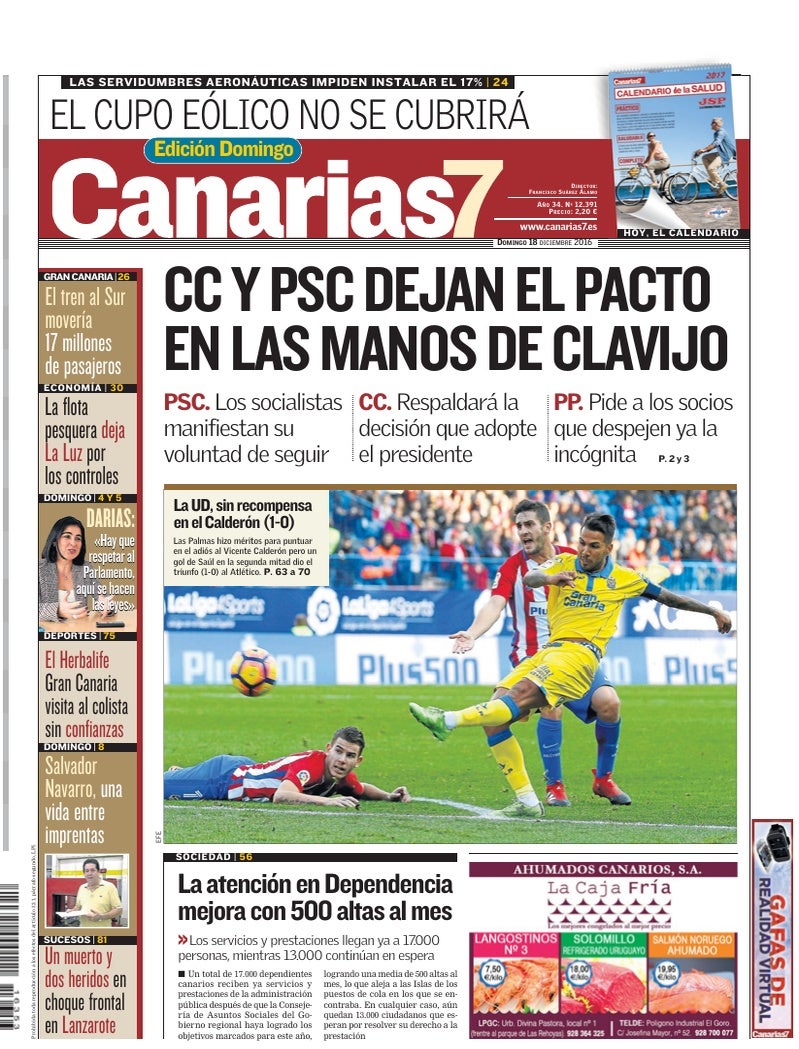 Portada Canarias7 18-12-2016