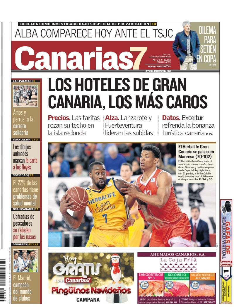 Portada Canarias7 19-12-2016