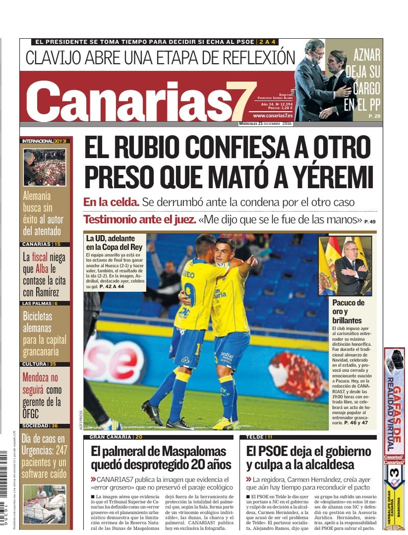 Portada Canarias7 21-12-2016