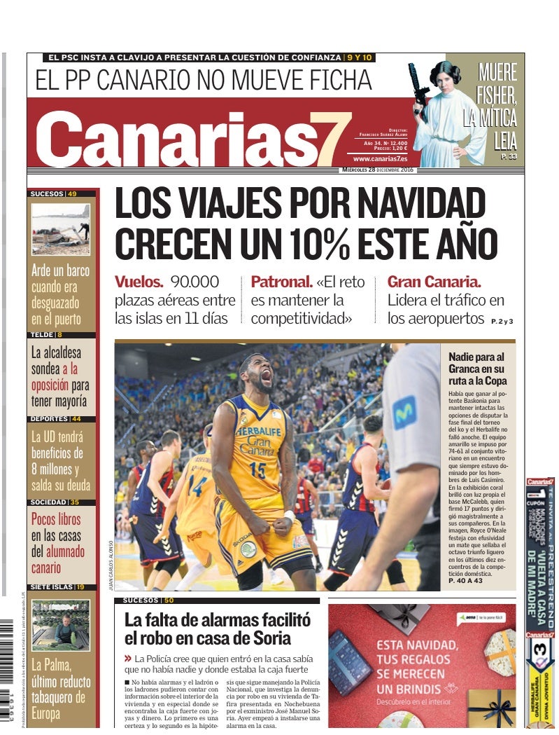 Portada Canarias7 28-12-2016