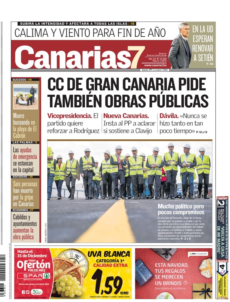 Portada Canarias7 29-12-2016