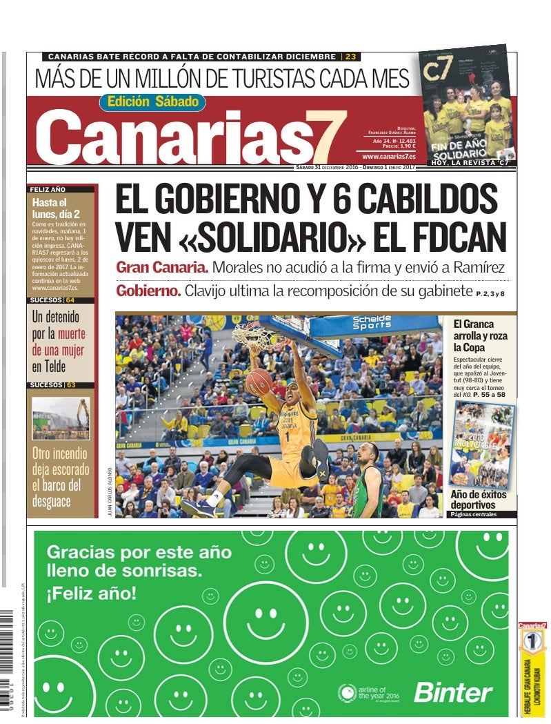 Portada Canarias7 31-12-2016