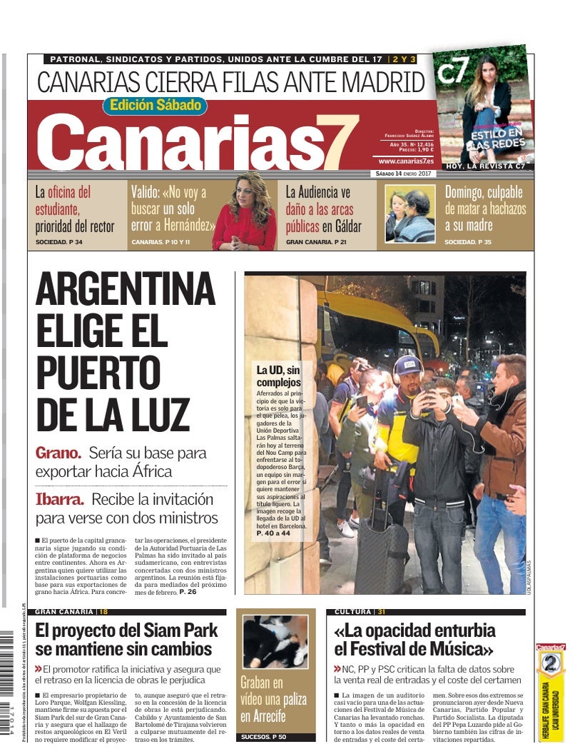 Portada Canarias7 14-01-2017