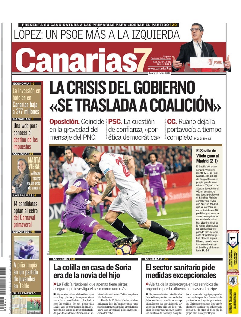 Portada Canarias7 16-01-2017