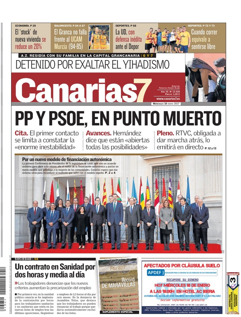 Portada Canarias7 18-01-2017