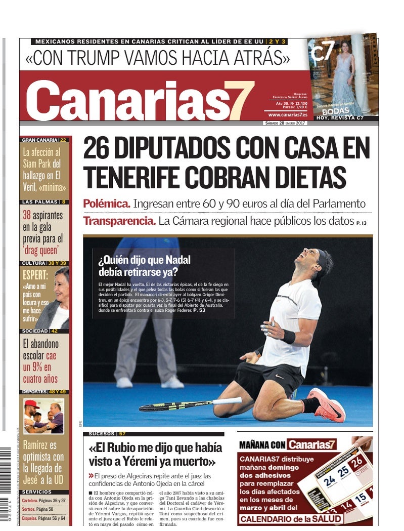 Portada Canarias7 28-01-2017