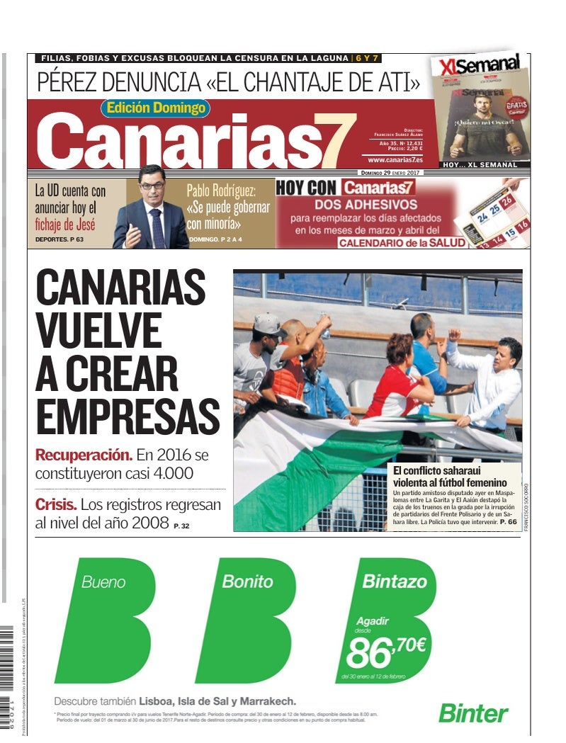 Portada Canarias7 29-01-2017