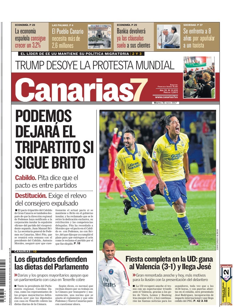 Portada Canarias7 31-01-2017