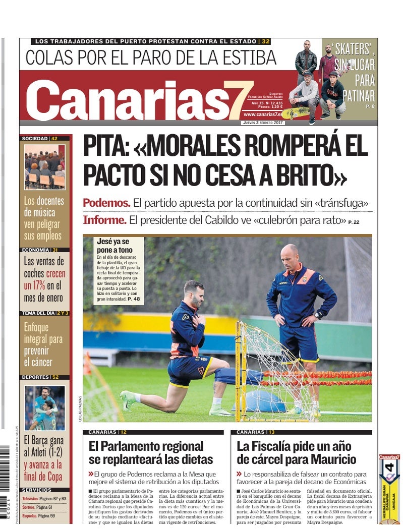 Portada Canarias7 02-02-2017