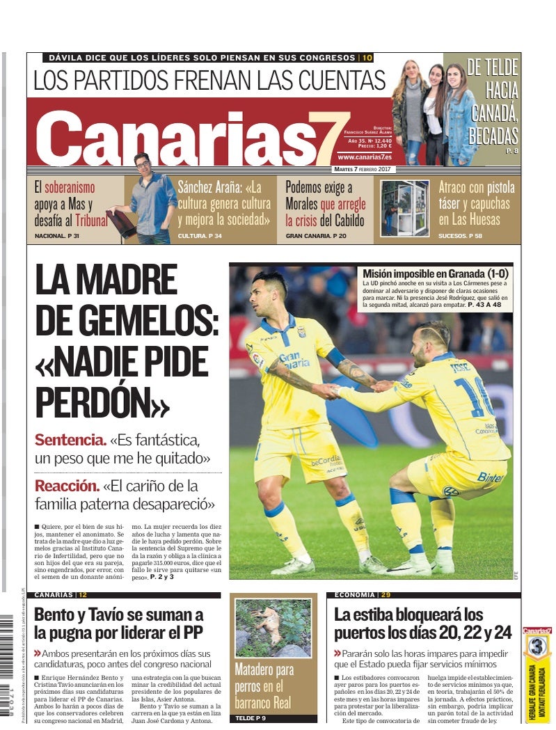 Portada Canarias7 07-02-2017