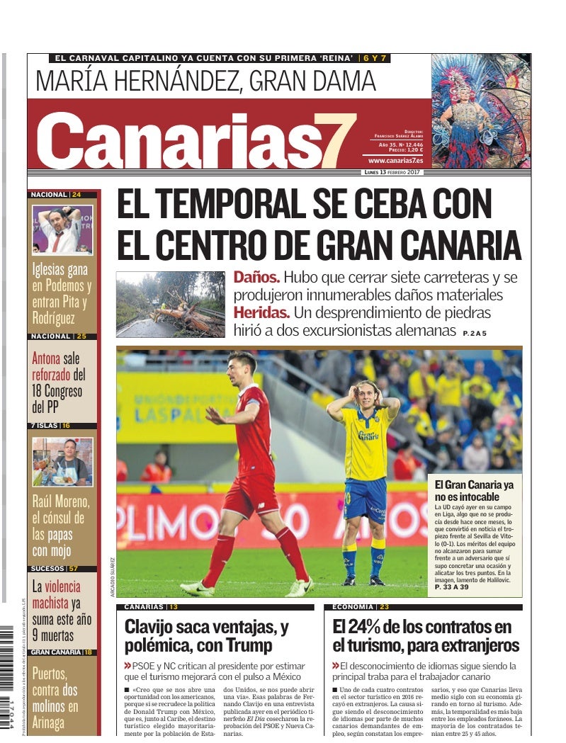 Portada Canarias7 13-02-2017