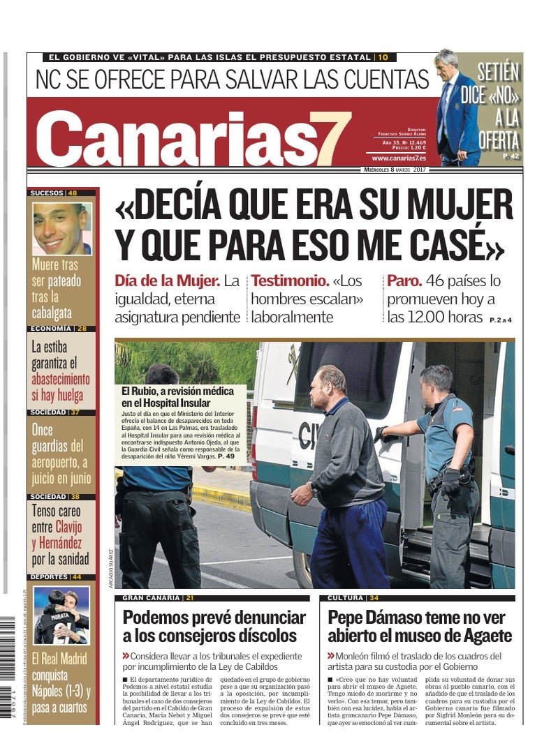 Portada Canarias7 08-03-2017