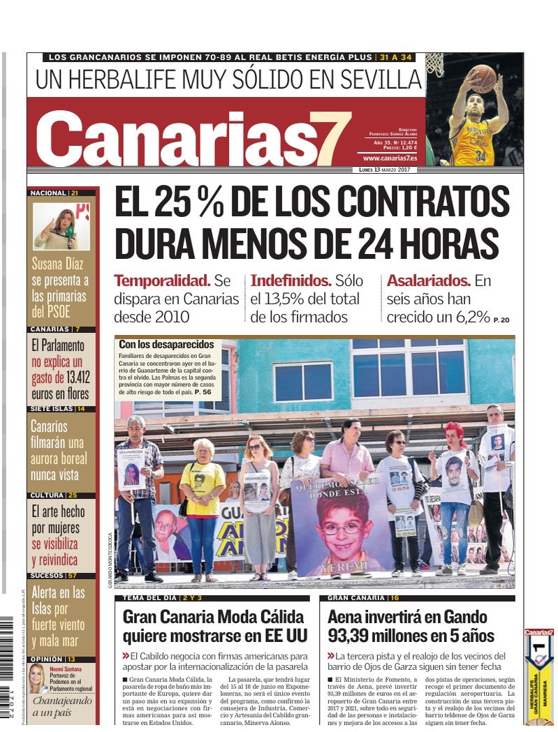 Portada Canarias7 13-03-2017