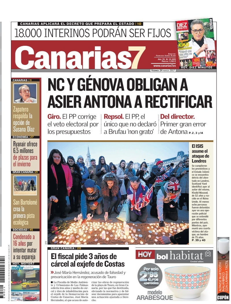 Portada Canarias7 24-03-2017
