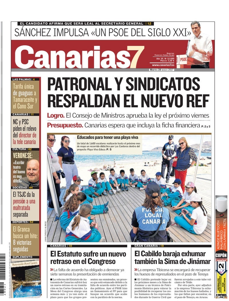 Portada Canarias7 28-03-2017