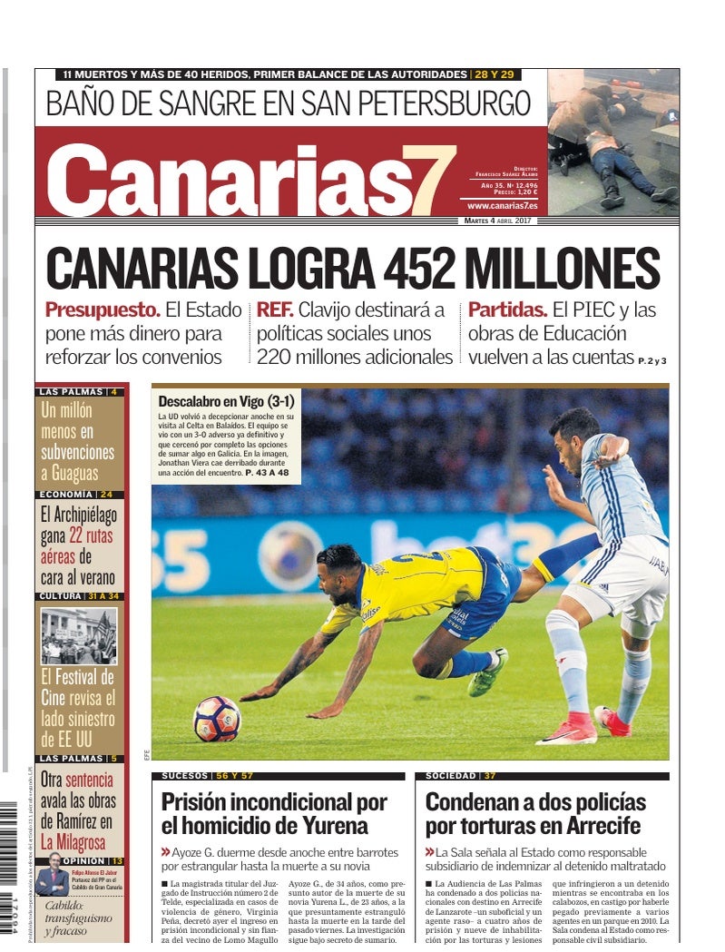 Portada Canarias7 04-04-2017
