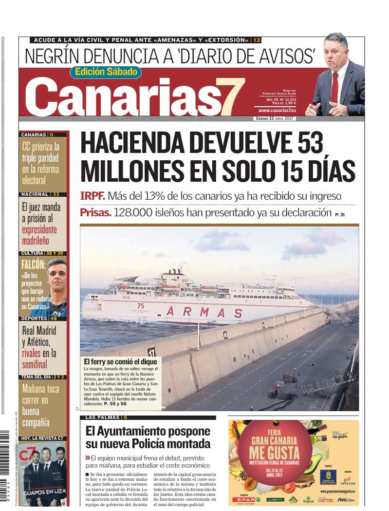 Portada Canarias7 22-04-2017