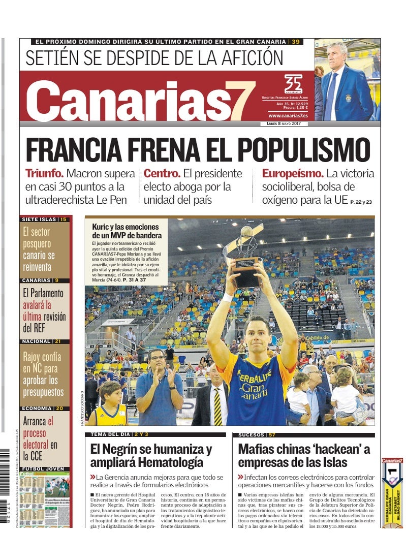 Portada Canarias7 08-05-2017