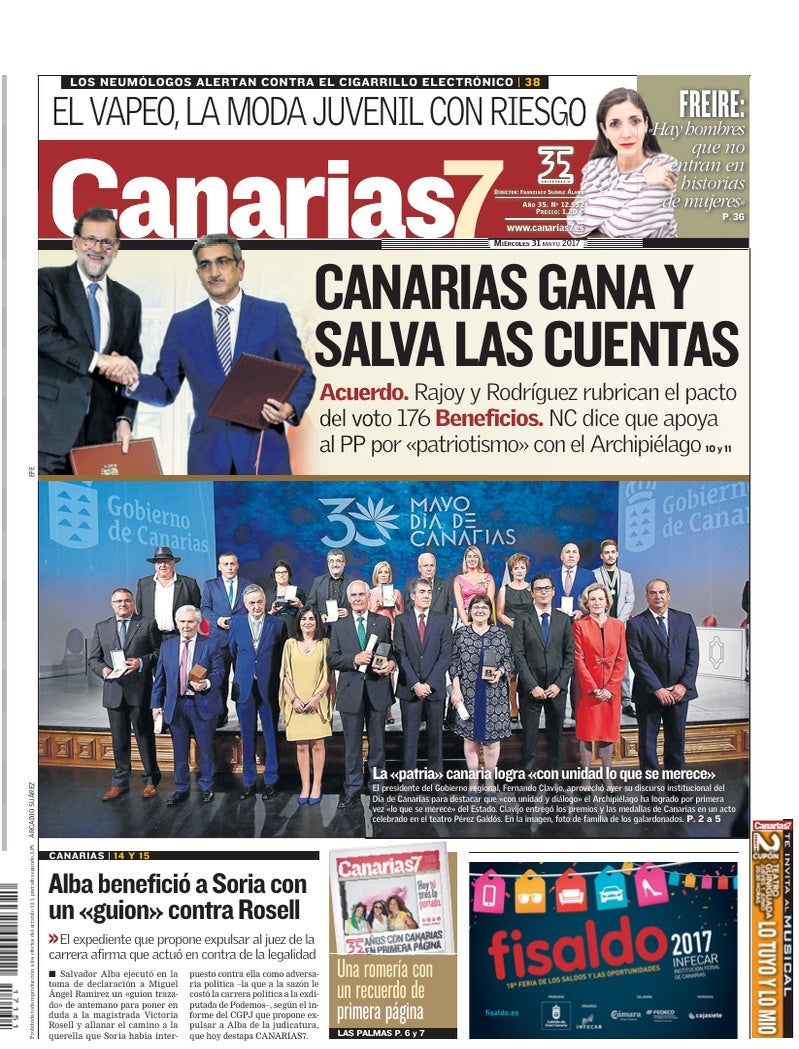 Portada Canarias7 31-05-2017