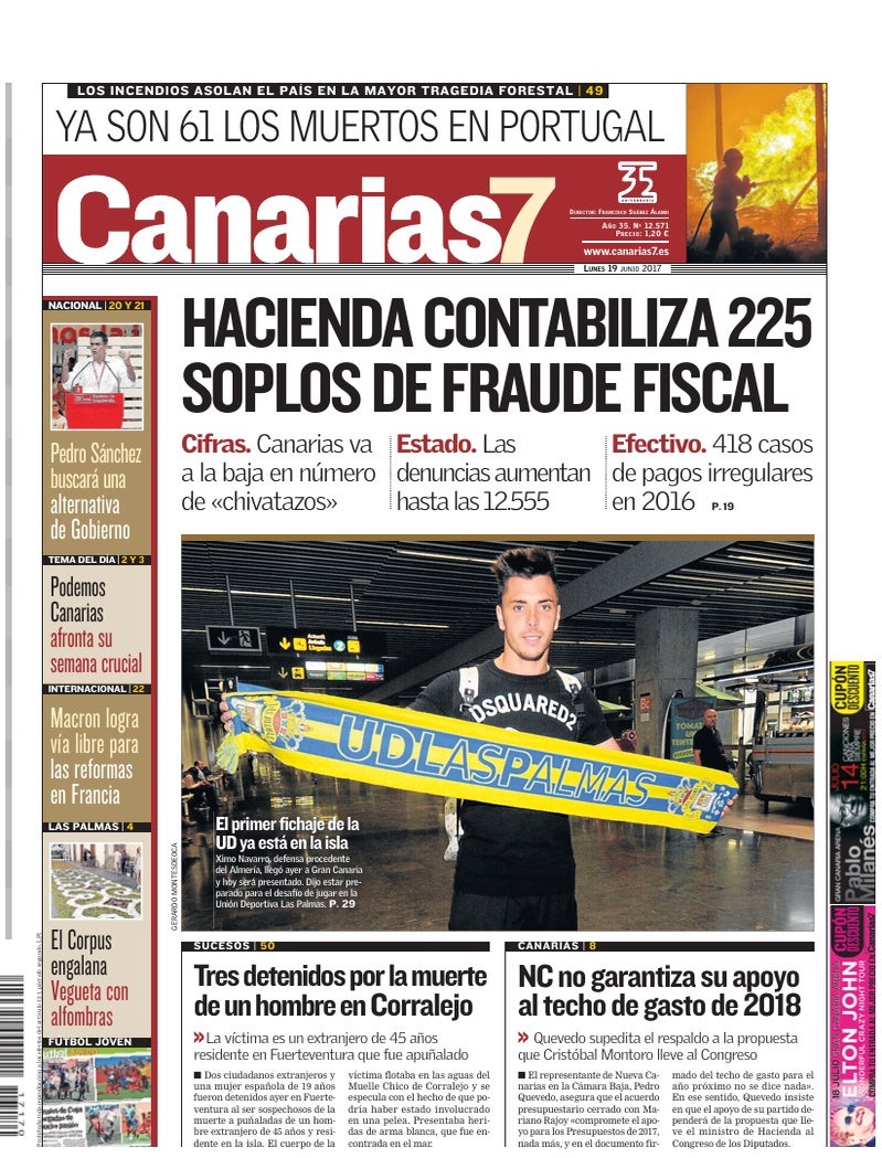 Portada Canarias7 19-06-2017
