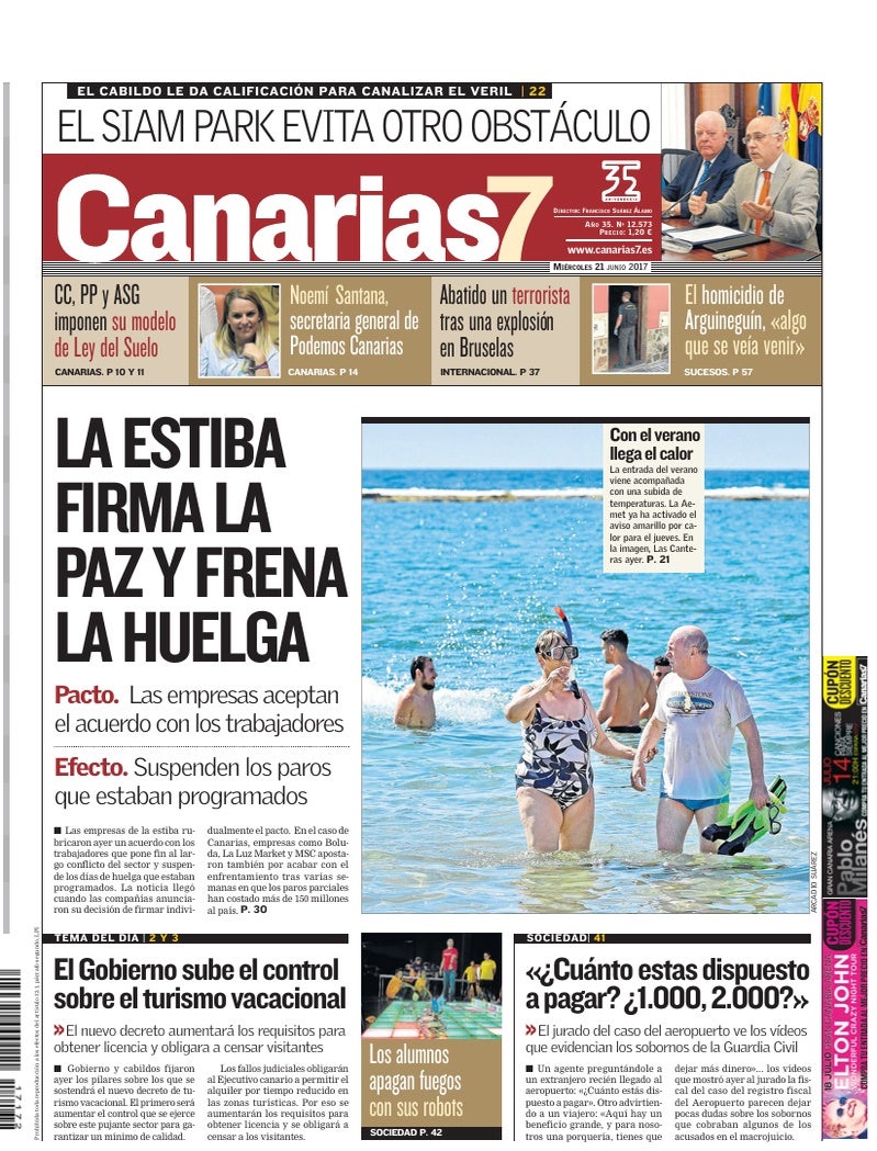 Portada Canarias7 21-06-2017