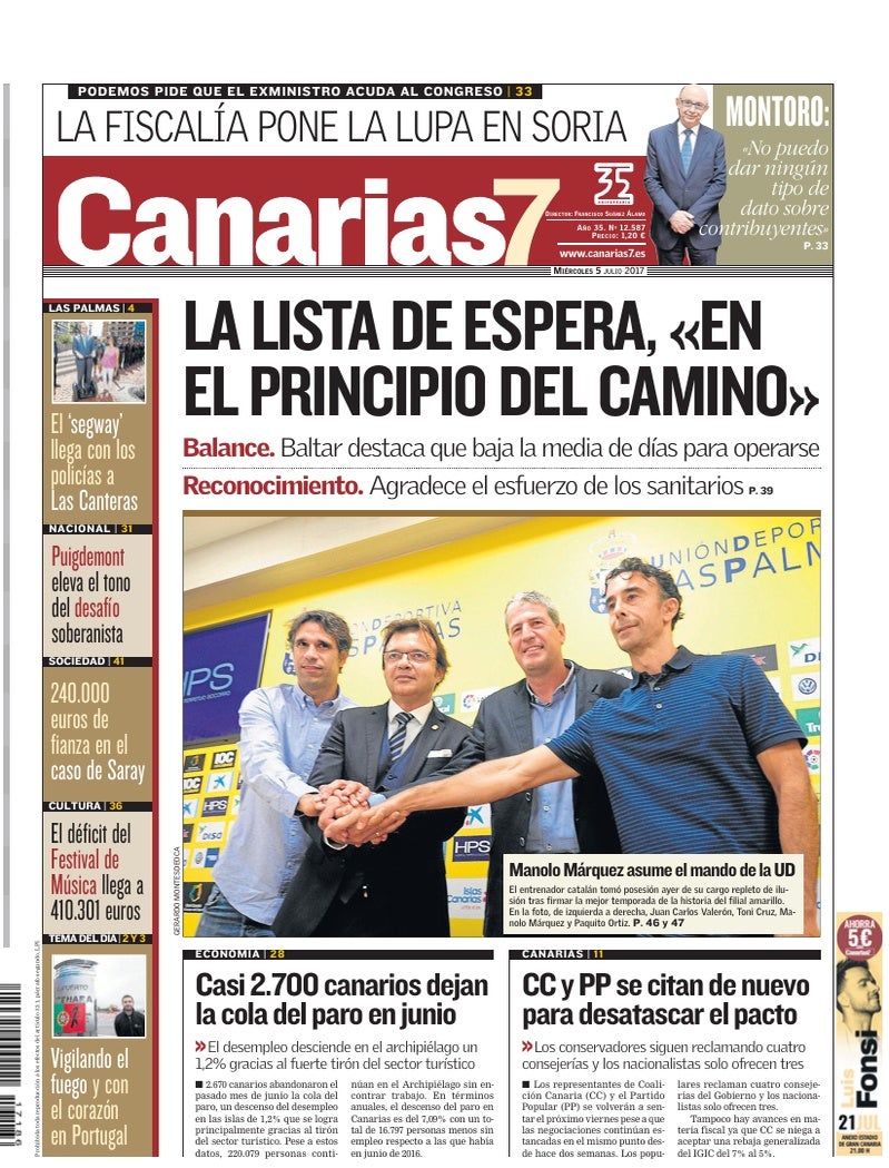Portada Canarias7 05-07-2017