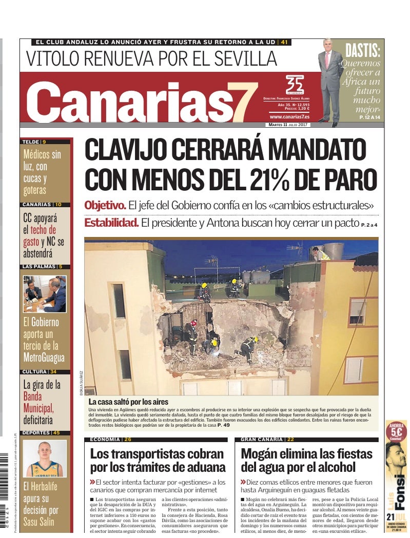 Portada Canarias7 11-07-2017