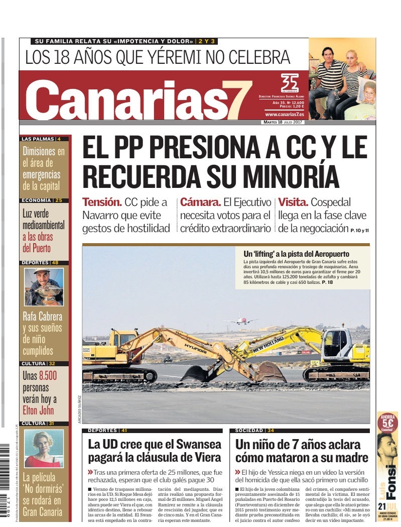 Portada Canarias7 18-07-2017
